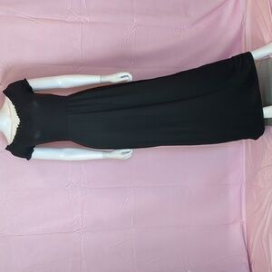 Boohoo Off Shoulder Ruffle Sleeve Ribbed Maxi Dress in Black size 10